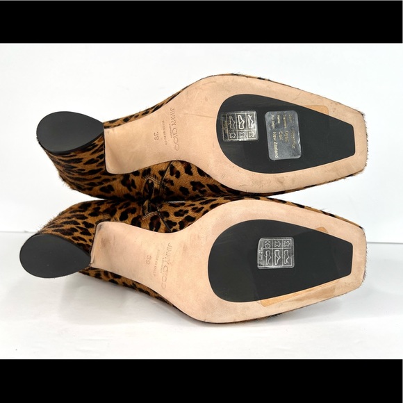 Jimmy Choo Mirren Calf Hair Leopard Print Fur Side Zip Fur Ankle Boots Size 39 - Picture 5 of 10